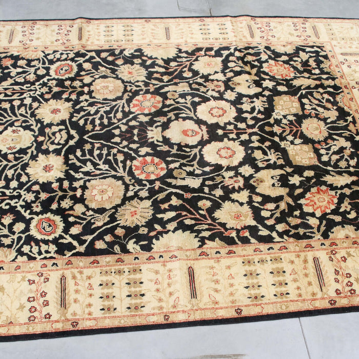 8x12 Pakistan Oushak Black Gold Wool Rectangular Rug