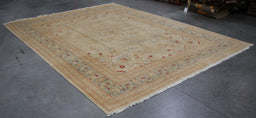 8x12 Pakistan Pak Persian Ivory Blue Wool Rectangular Rug
