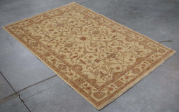 3x6 Pakistan Oushak Ivory Wool Rectangular Rug