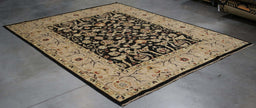 8x10 Pakistan Oushak Black Brown Wool Rectangular Rug