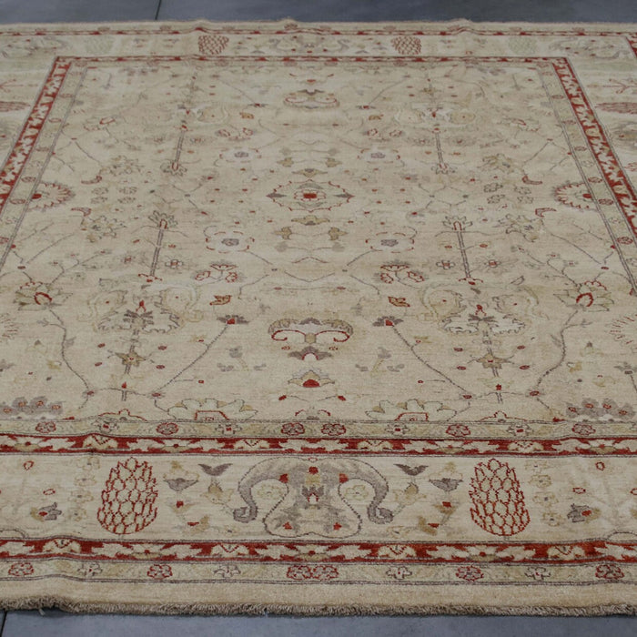 8x10 Pakistan Oushak Ivory Wool Rectangular Rug