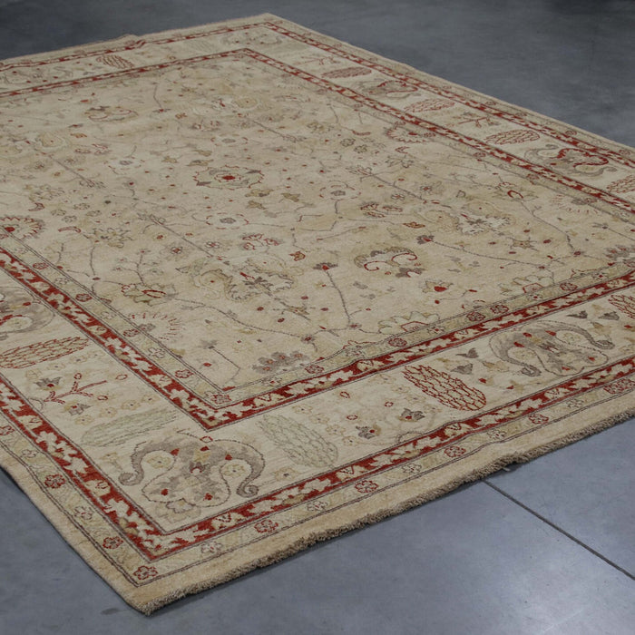 8x10 Pakistan Oushak Ivory Wool Rectangular Rug