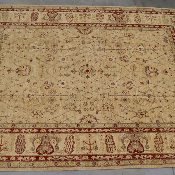 8x10 Pakistan Oushak Ivory Wool Rectangular Rug