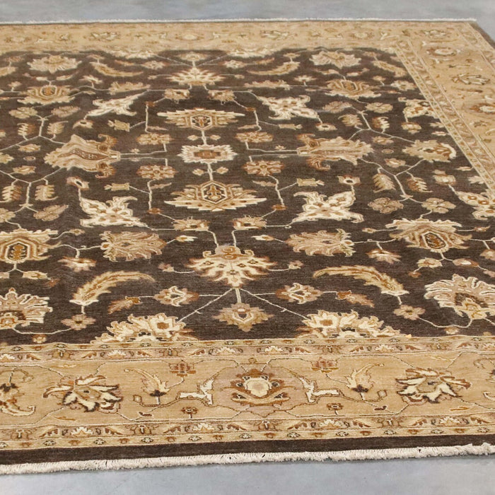 9x12 Pakistan Oushak Brown Light Brown Wool Rectangular Rug