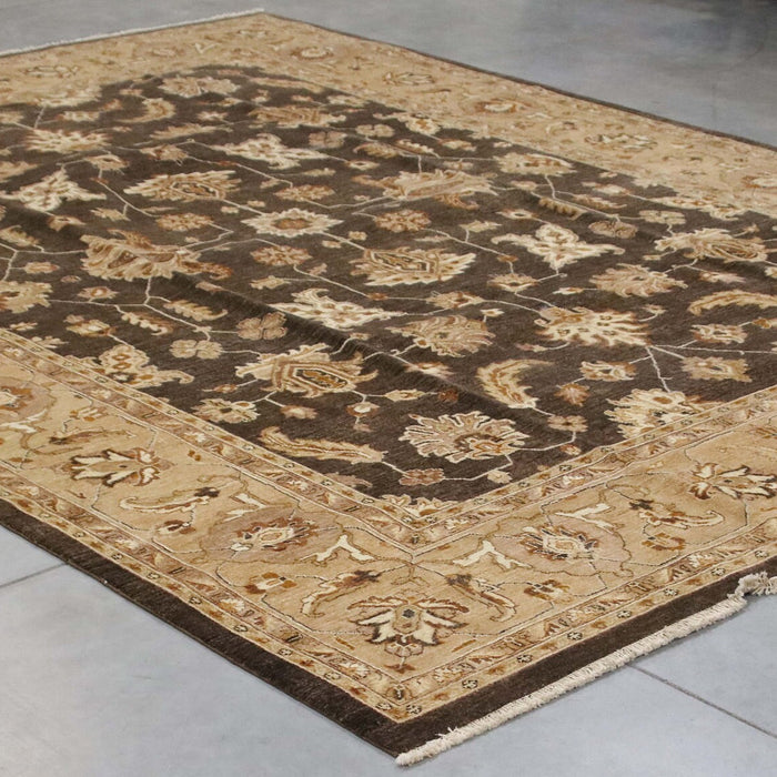 9x12 Pakistan Oushak Brown Light Brown Wool Rectangular Rug