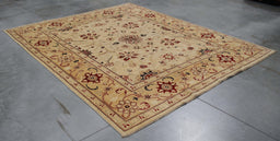 8x10 Pakistan Oushak Ivory Wool Rectangular Rug