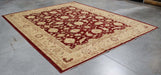 9x11 Pakistan Oushak Red Burgundy Gold Wool Rectangular Rug