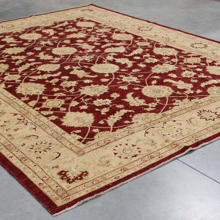 9x11 Pakistan Oushak Red Burgundy Gold Wool Rectangular Rug