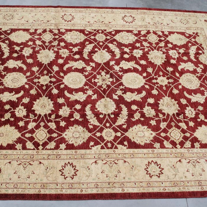 9x11 Pakistan Oushak Red Burgundy Gold Wool Rectangular Rug