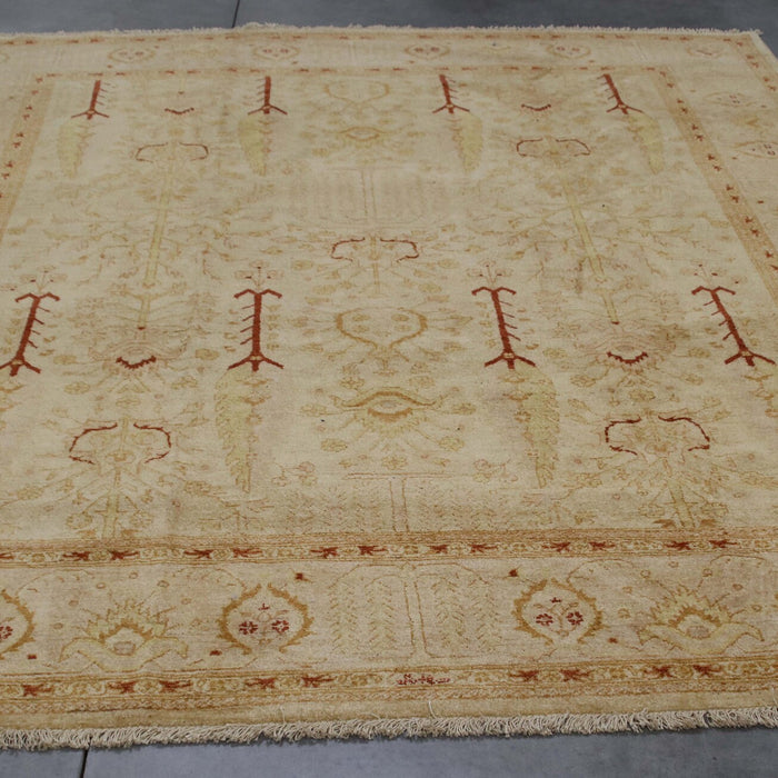 8x10 Pakistan Oushak Ivory Wool Rectangular Rug