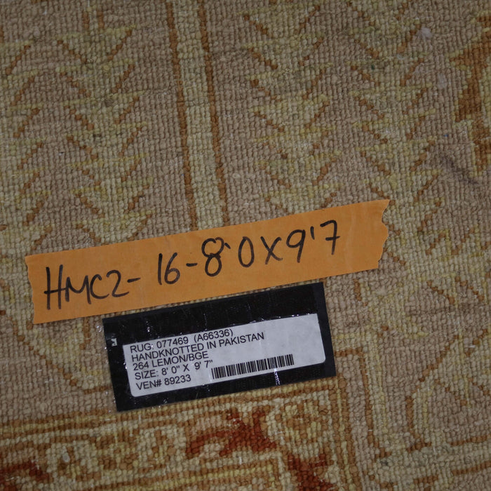 8x10 Pakistan Oushak Ivory Wool Rectangular Rug