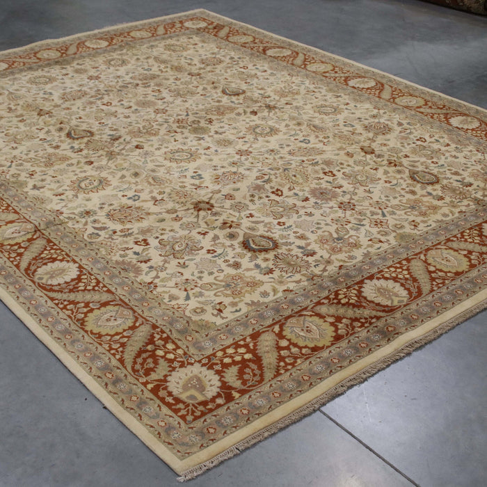 8x10 Pakistan Pak Persian Ivory Terrocotta Wool Rectangular Rug
