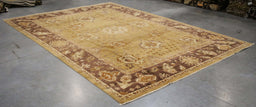8x13 Pakistan Oushak Gold Brown Wool Rectangular Rug
