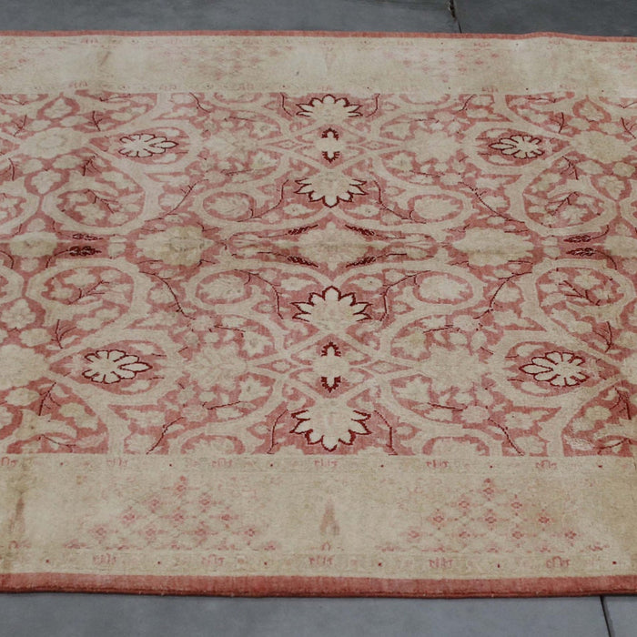 6x9 Pakistan Pak Persian Salmon Ivory Wool Rectangular Rug