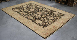 10x13 Pakistan Oushak Black Gold Wool Rectangular Rug