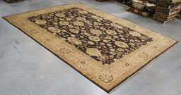 10x14 Pakistan Oushak Black Green Wool Rectangular Rug