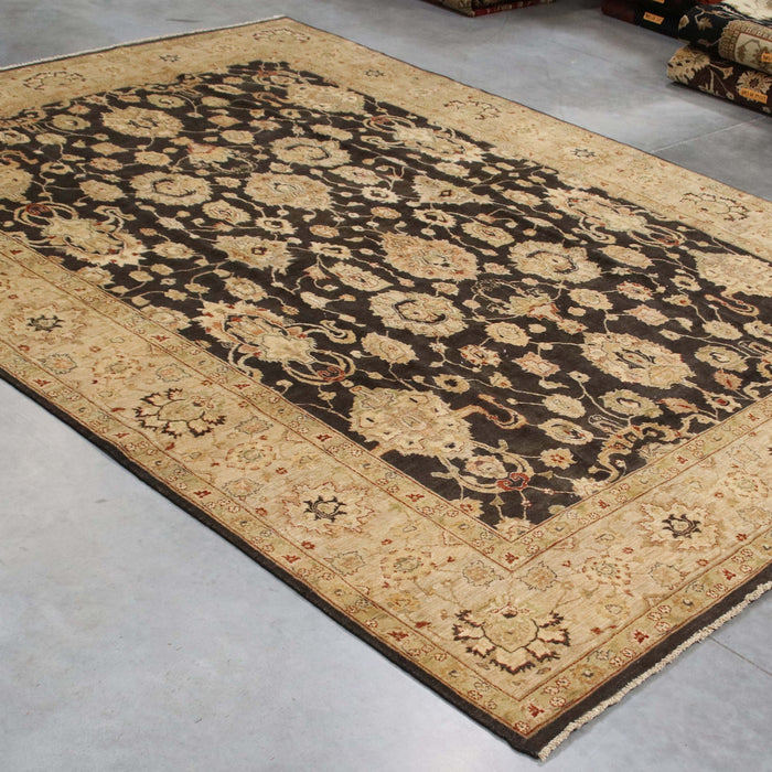 10x14 Pakistan Oushak Black Green Wool Rectangular Rug