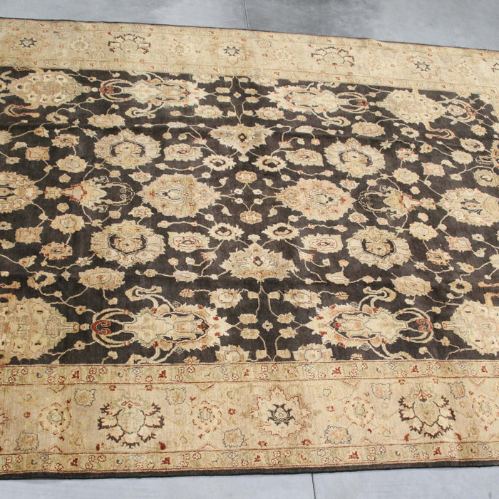 10x14 Pakistan Oushak Black Green Wool Rectangular Rug