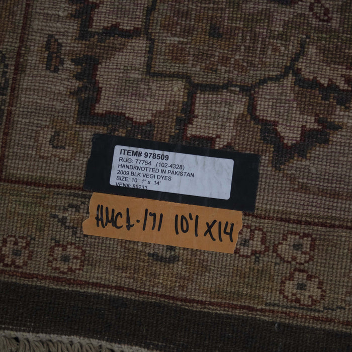 10x14 Pakistan Oushak Black Green Wool Rectangular Rug