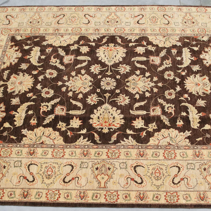 9x12 Pakistan Oushak Brown Ivory Wool Rectangular Rug