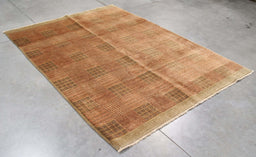 6x8 Pakistan Abstract Modern Contemporary Brown Terrocotta Wool Rectangular Rug