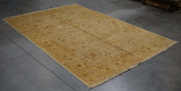 5x9 Pakistan Oushak Ivory Gold Wool Rectangular Rug