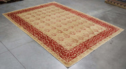 8x12 Pakistan Oushak Gold Red Wool Rectangular Rug