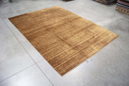 9x12 Pakistan Abstract Modern Contemporary Solid Gabbeh Brown Wool Rectangular Rug