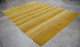 8x11 Nepal Abstract Modern Contemporary Striped Yellow Gold Wool Rectangular Rug