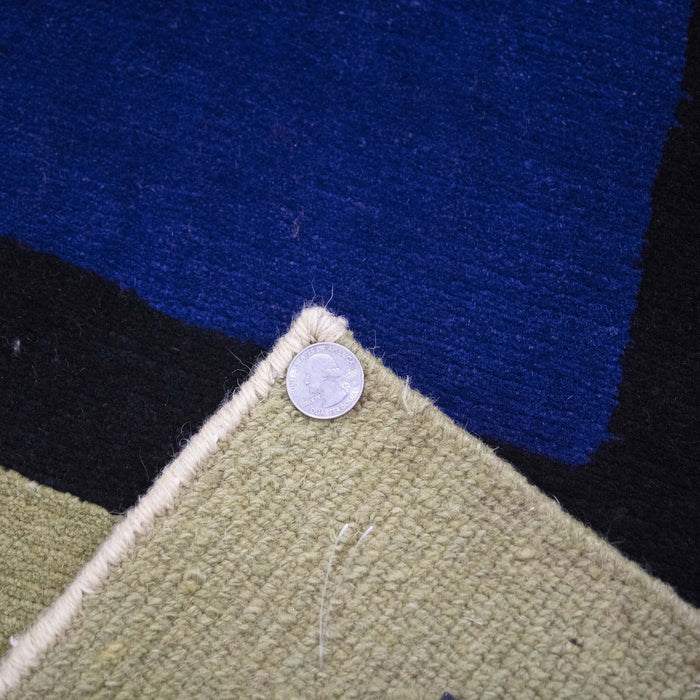 8x10 Nepal Abstract Modern Contemporary Art Deco Multicolored Green Wool Rectangular Rug