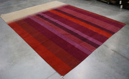 8x10 Nepal Abstract Modern Contemporary Multicolored Red Wool Rectangular Rug