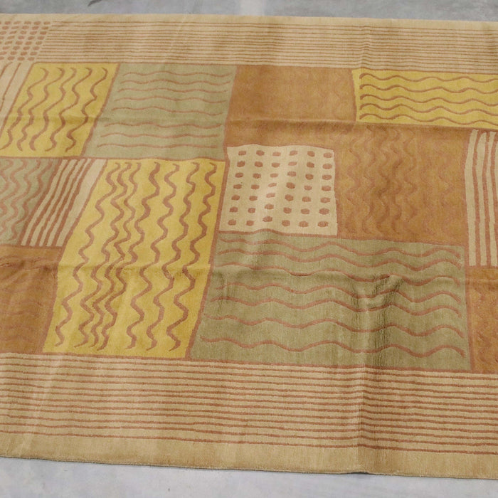 8x10 Nepal Abstract Modern Contemporary Multicolored Yellow Wool Rectangular Rug