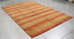6x9 Nepal Abstract Modern Contemporary Gradient Solid Red Yellow Wool Rectangular Rug