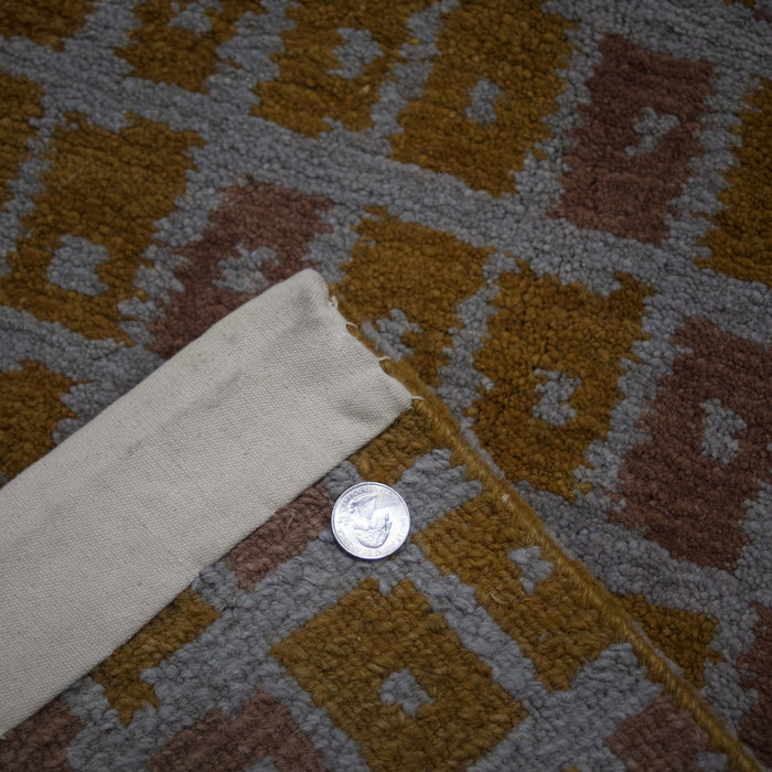 6x9 Nepal Abstract Modern Contemporary Checkered Multicolored Gold Wool Rectangular Rug