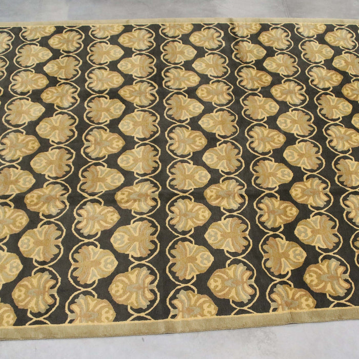 9x12 Nepal Abstract Modern Contemporary Green Wool Rectangular Rug