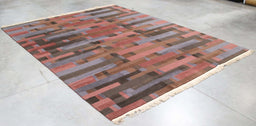 8x10 Nepal Abstract Modern Contemporary Multicolored Rose Wool Rectangular Rug
