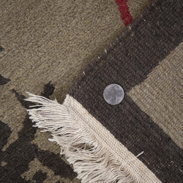 6x9 Nepal Asian Fusion Brown Red Wool Rectangular Rug