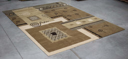 9x12 Nepal Abstract Modern Contemporary Brown Ivory Wool Rectangular Rug