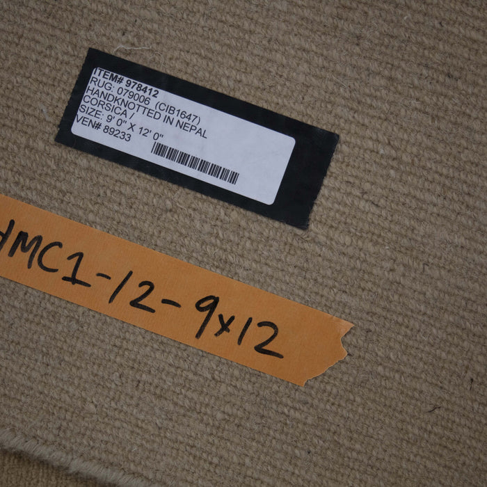 9x12 Nepal Abstract Modern Contemporary Ivory Wool Rectangular Rug