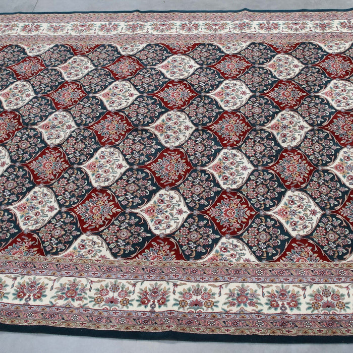 12x17 India Jaipur Green Red Wool Rectangular Rug
