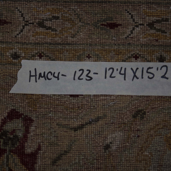 12x15 India Jaipur Abrash Red Gold Wool Rectangular Rug