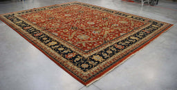 12x14 India Oushak Terrocotta Black Wool Rectangular Rug