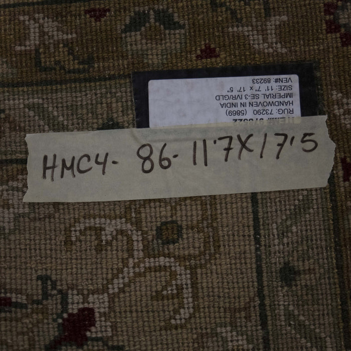 12x18 India Oushak Ivory Brown Wool Rectangular Rug