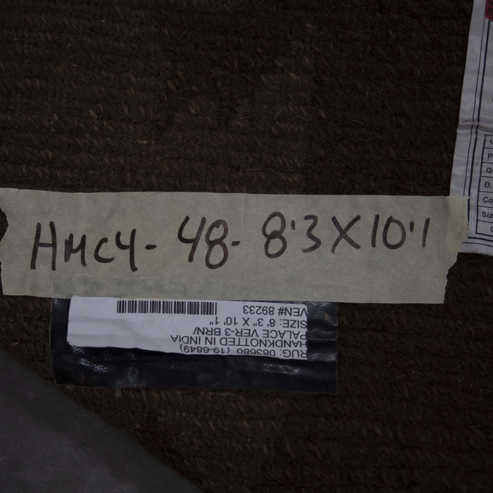 8x10 India Abstract Modern Contemporary Solid Brown Grey Wool Rectangular Rug