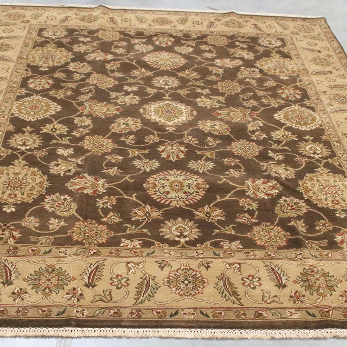 8x9 India Jaipur Brown Gold Wool Rectangular Rug