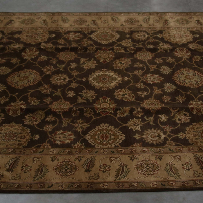 8x9 India Jaipur Brown Gold Wool Rectangular Rug
