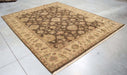 8x9 India Jaipur Brown Gold Wool Rectangular Rug