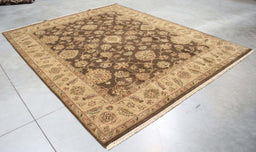 8x9 India Jaipur Brown Gold Wool Rectangular Rug