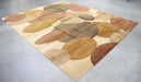 8x10 India Abstract Modern Contemporary Ivory Brown Wool Rectangular Rug