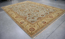 10x14 India Jaipur Blue Gold Wool Rectangular Rug